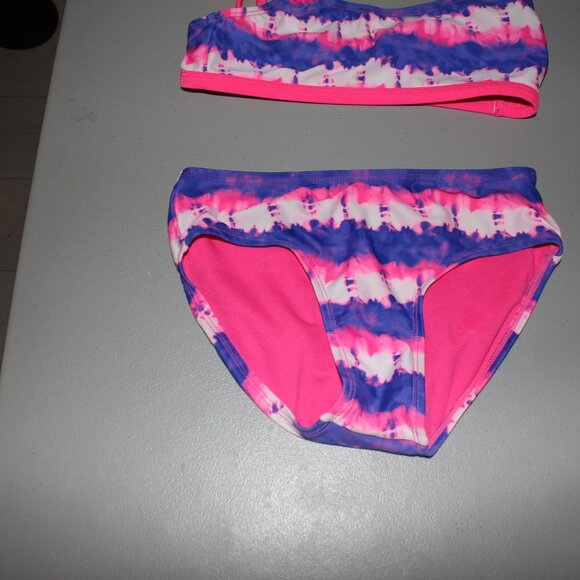 Purple & Pink 2 Pcs Justice Bikini Swimsuit Size 8 - Picture 4 of 11
